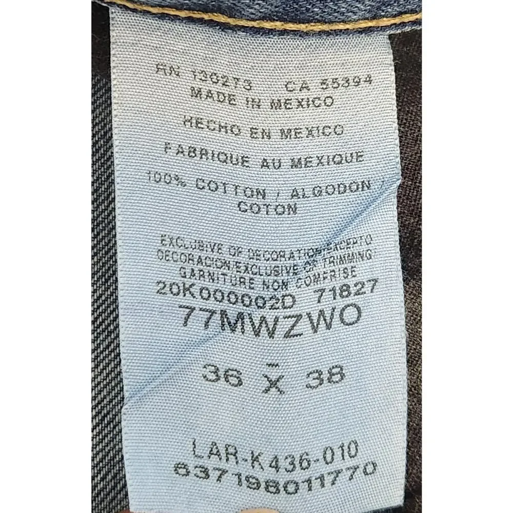Wrangler Retro Slim Boot Jeans Mens 36x38 Blue Denim Western Cowboy Straight Leg